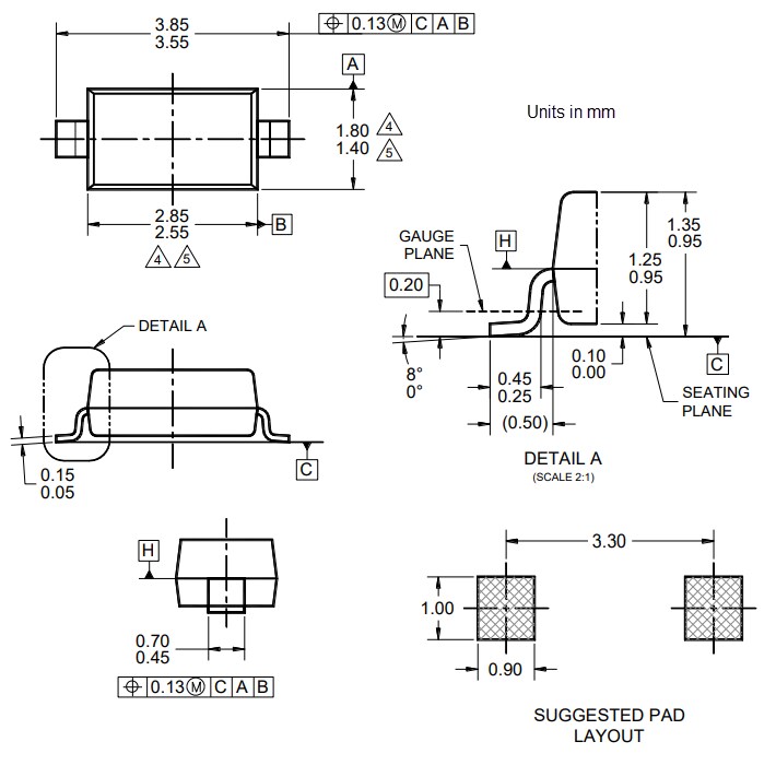 Mechanical Drawing - Taiwan Semiconductor MMSZ4X Zener Diodes